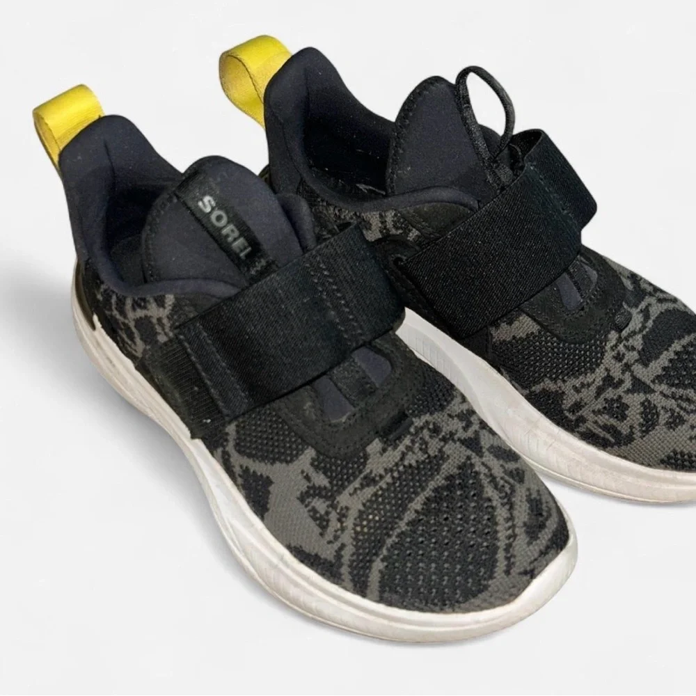 Sorel Black and Gray Sneakers with Yellow Detail